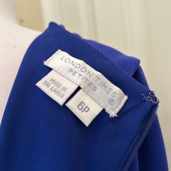 NWT London Times royal blue  ribbed folds knit jersey dress - Picture 4 of 4